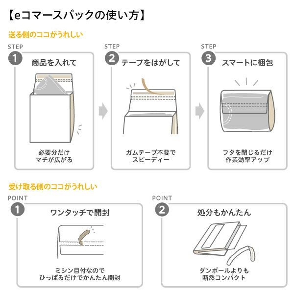 発送袋60サイズ｜紙製ガセット袋 未晒クラフト140g ケース販売（e