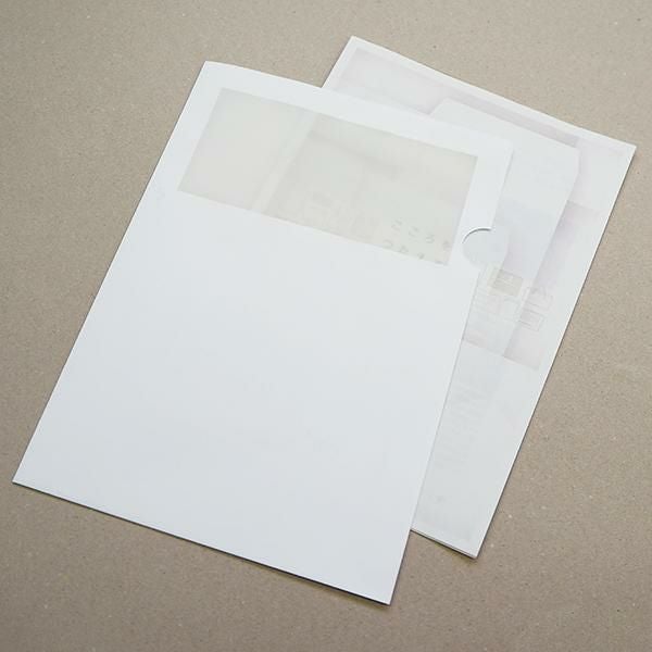 HW1110 紙製クリアファイル A4 ホワイト(1/4透かし)