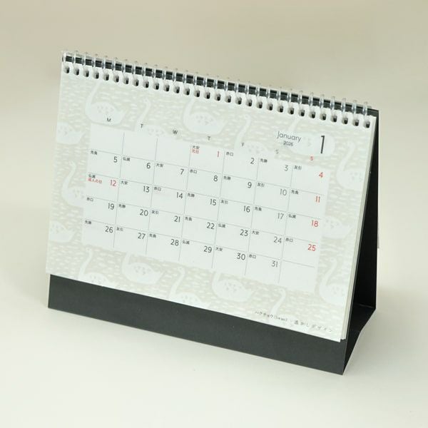 HW511 2026年 月曜始まり 透かしデスクカレンダー