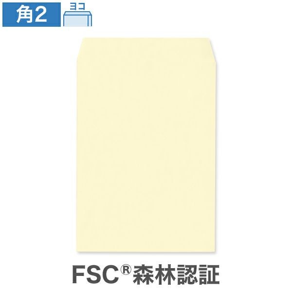 KR0211 角2封筒 パステルクリーム CoC 100g/㎡ ヨコ貼